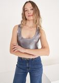 Top Tory Effetto Laminato GRIGIO GUN METAL Donna immagine n. 1