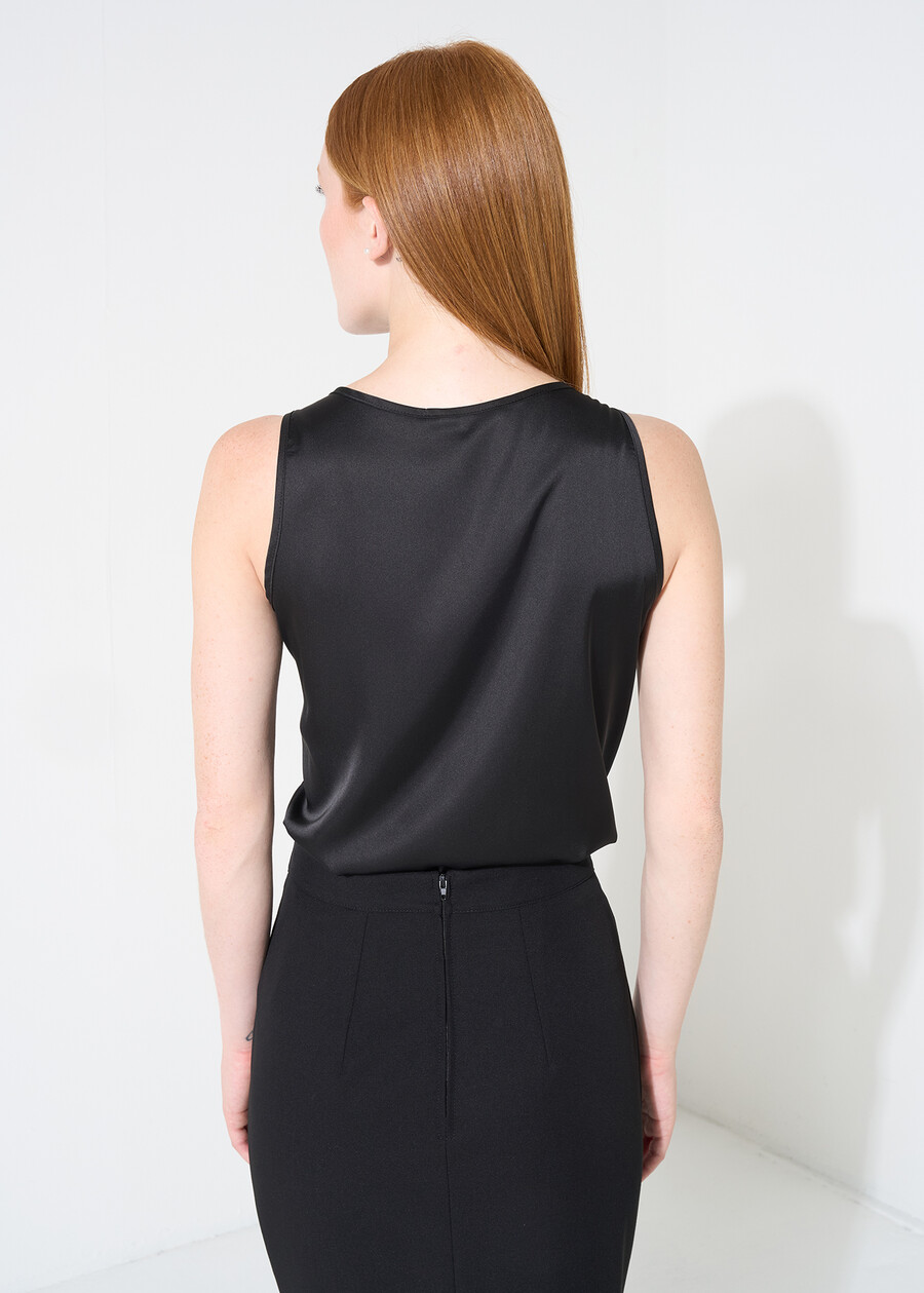 Teresa satin sleeveless top NERO BLACKBIANCO WHITEBLU Woman , image number 3
