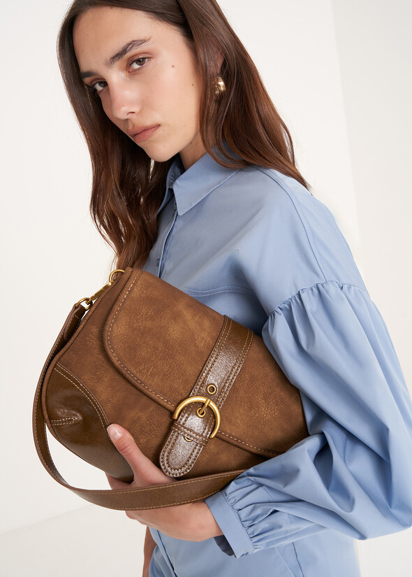 Bitty faux nubuck crossbody bag MARRONE CARAMELLO Woman null