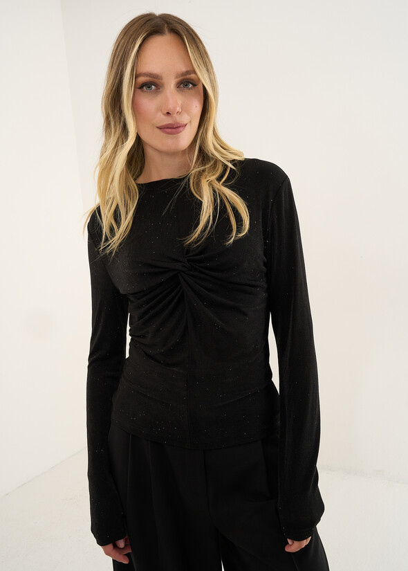 T-shirt Soraya aderente in lurex NERO Donna null