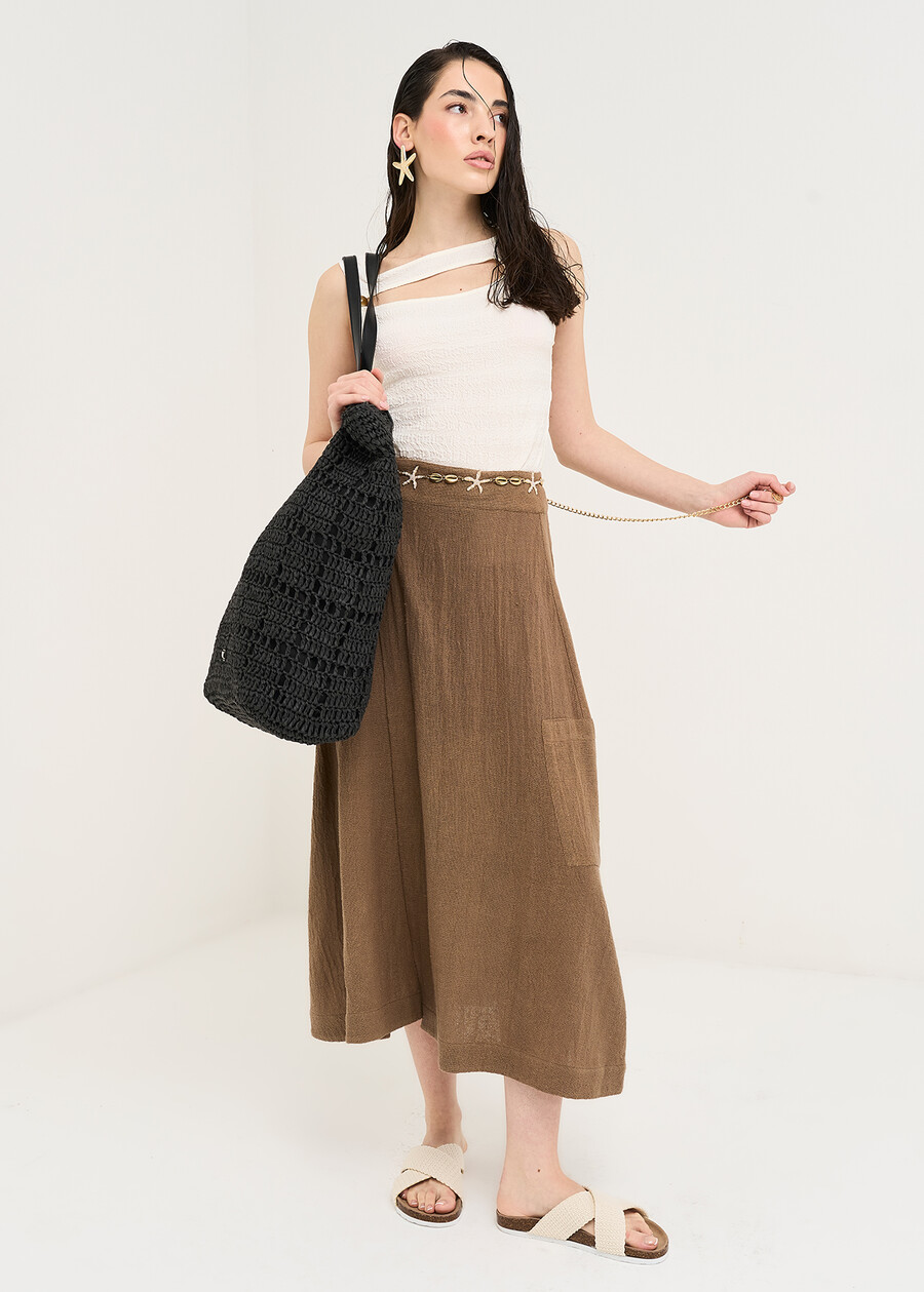 Gonna lunga Gwen in cotone MARRONE Donna , immagine n. 1