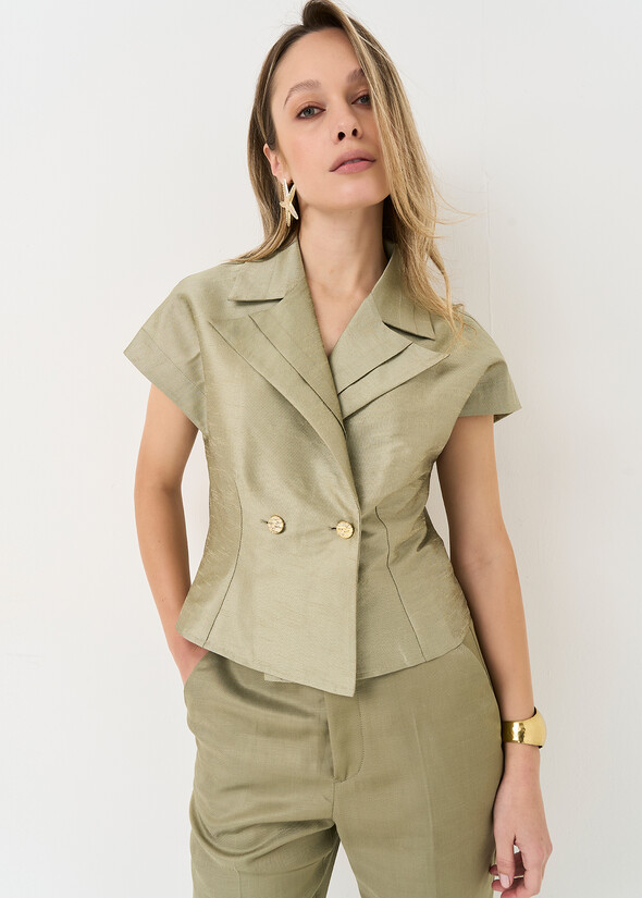 Clayda-A double-breasted shirt VERDE Woman null