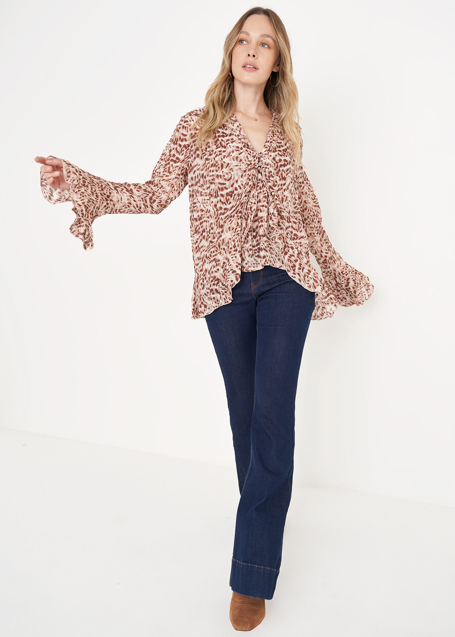 Blusa Cuba 100% viscosa animalier MARRONE Donna , immagine n. 4