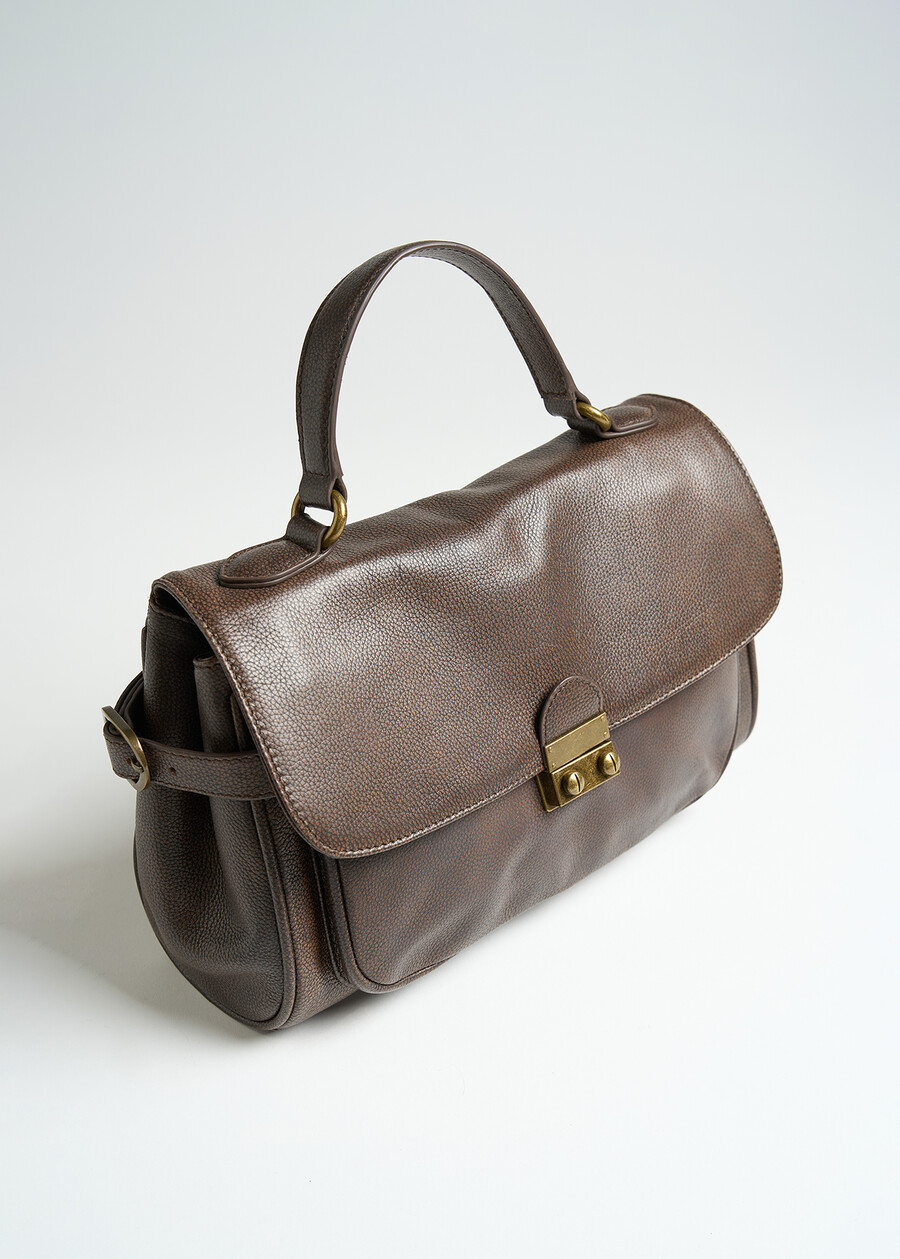 Borsa Blank a cartella in vera pelle MARRONE Donna , immagine n. 2