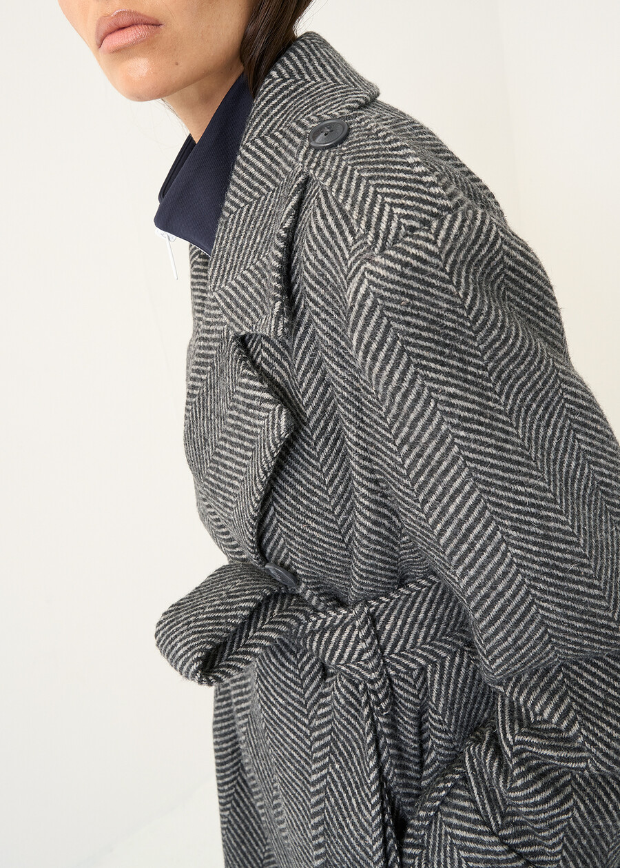 Charlot herringbone trench coat GRIGIO GREY Woman , image number 4