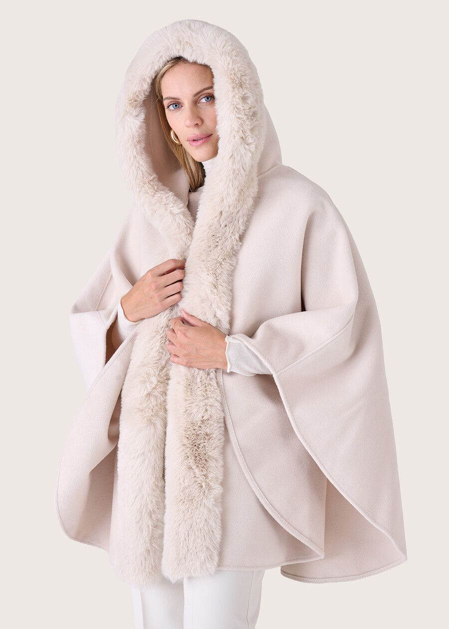 Maella hooded cape NERO BLACKBEIGE LATTE Woman , image number 3