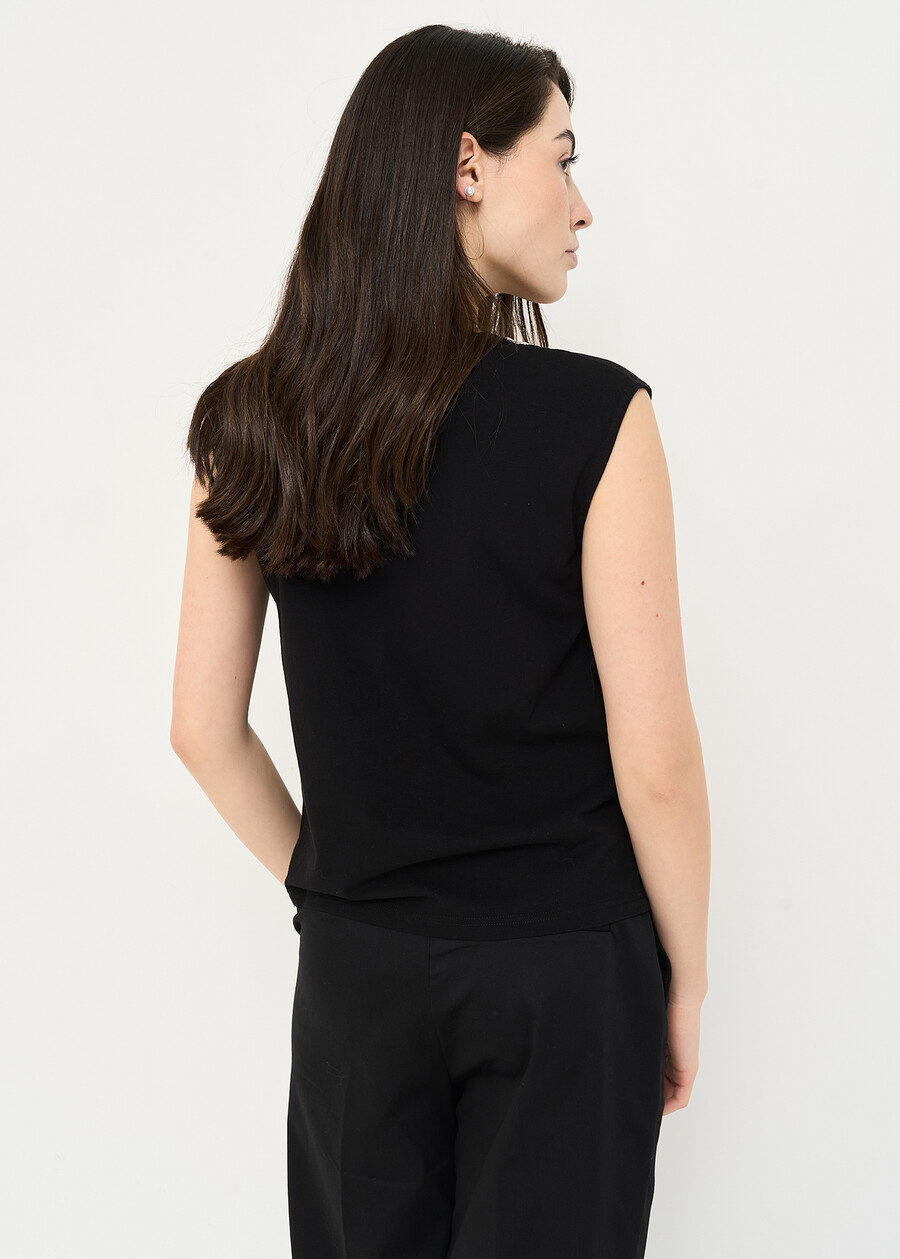 Tobia top with jewel neckline NERO BLACK Woman , image number 4