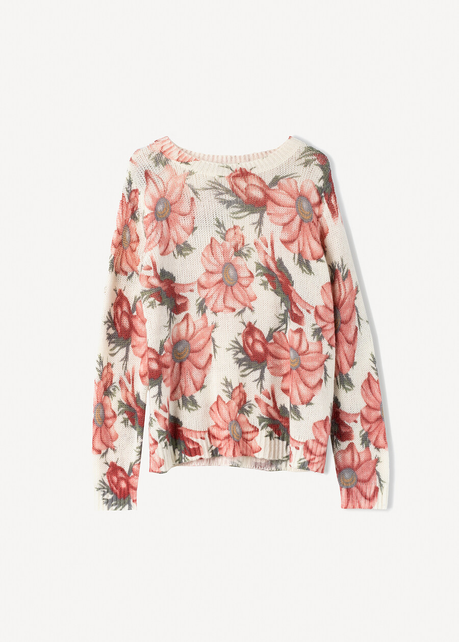 Maglia Monica con motivo floreale all over BIANCO WHITE Donna , immagine n. 4