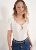 Sybil T-shirt With Rhinestones BLUBIANCO WHITE Woman image number 1
