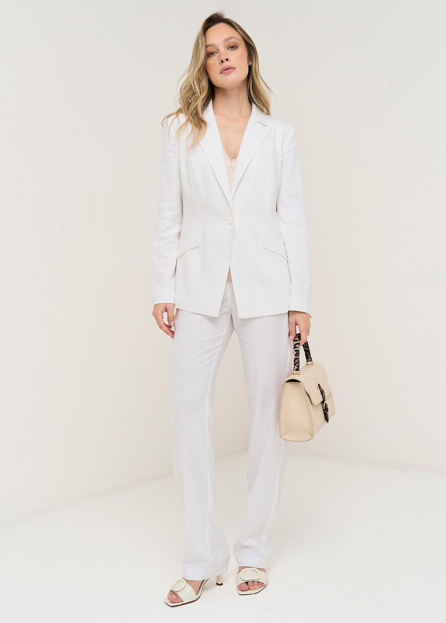 Giorgia-O linen blend trousers ROSABIANCO WHITE Woman , image number 1