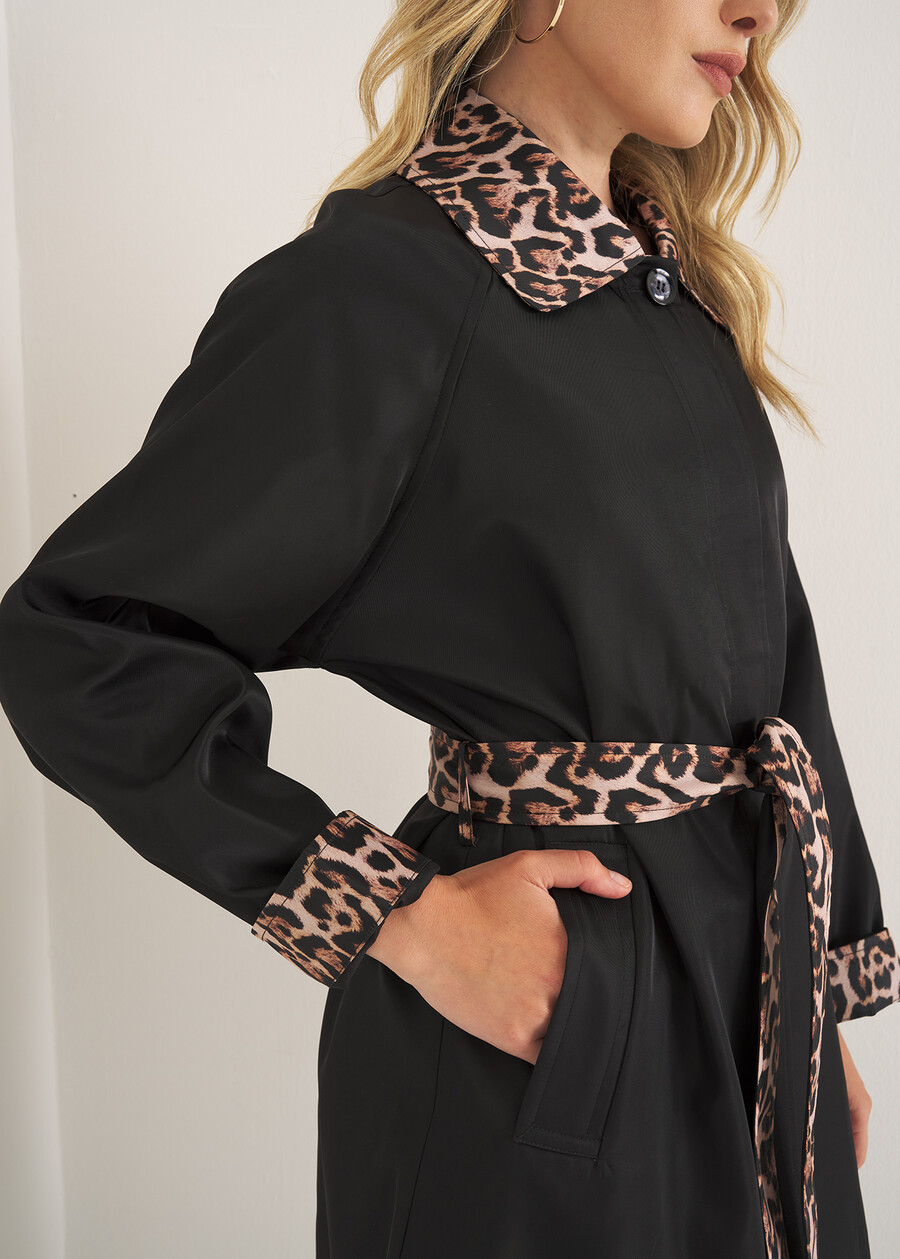 Thom trench coat with animal-print details NERO BLACK Woman , image number 4