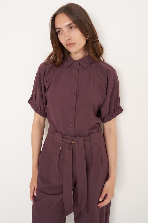 Camicia Catty in viscosa e lino
 VIOLA MELANZANA Donna null