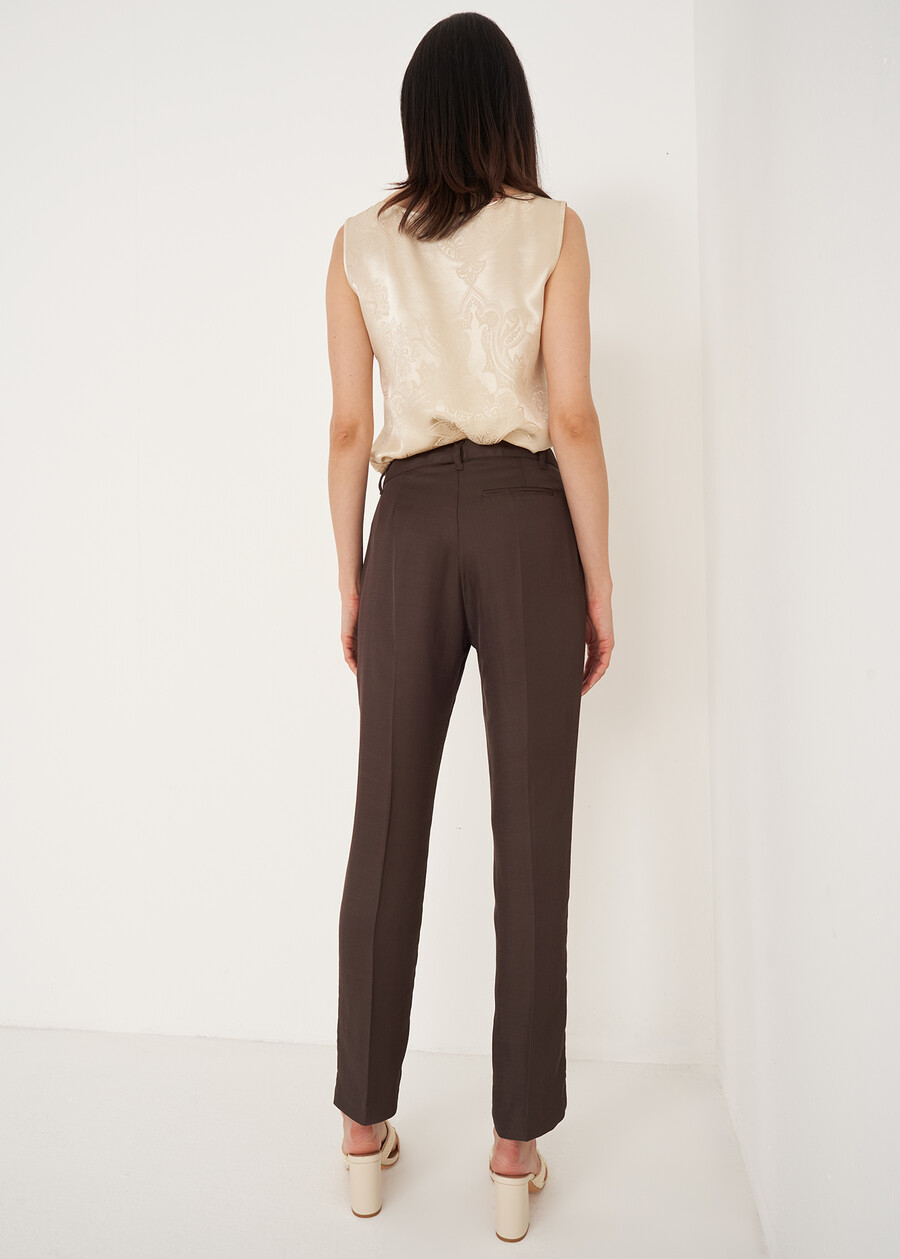 Alice-E linen e viscose trousers BLUMARRONE JAVABIANCO WHITEBLUE TURCHESE Woman , image number 6