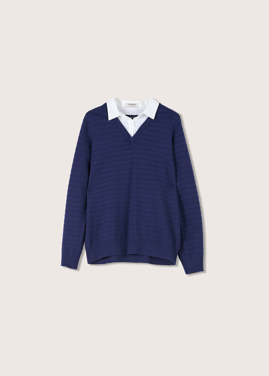 Medina jersey with shirt detail BLU LAGUNA Woman , image number 4
