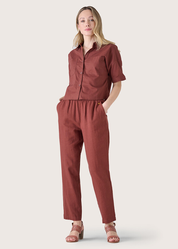 Parigi linen and cotton trousers MARRONE ECUADOR Woman null