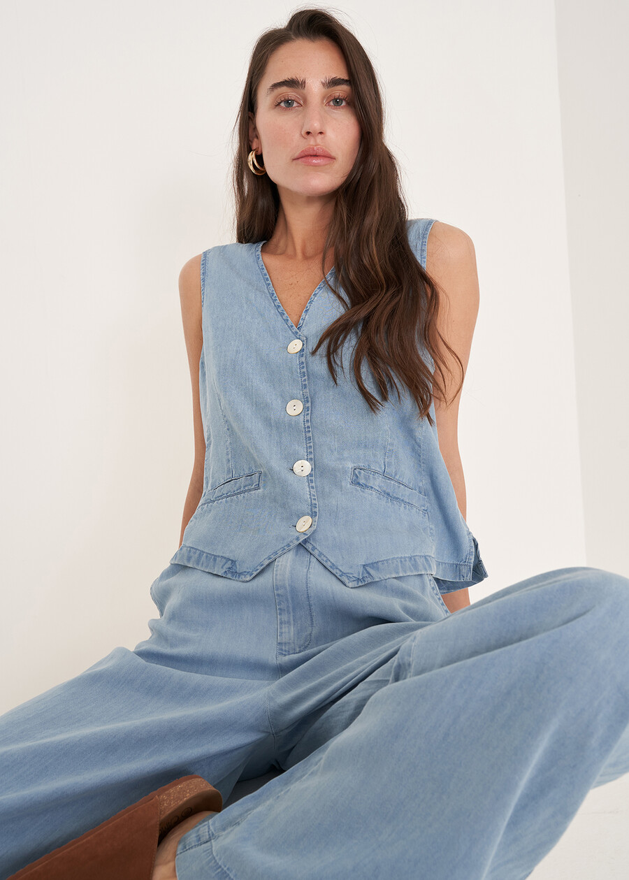 Gilet Genge in cotone e lino

 DENIM MEDIUM DENIM Donna , immagine n. 4