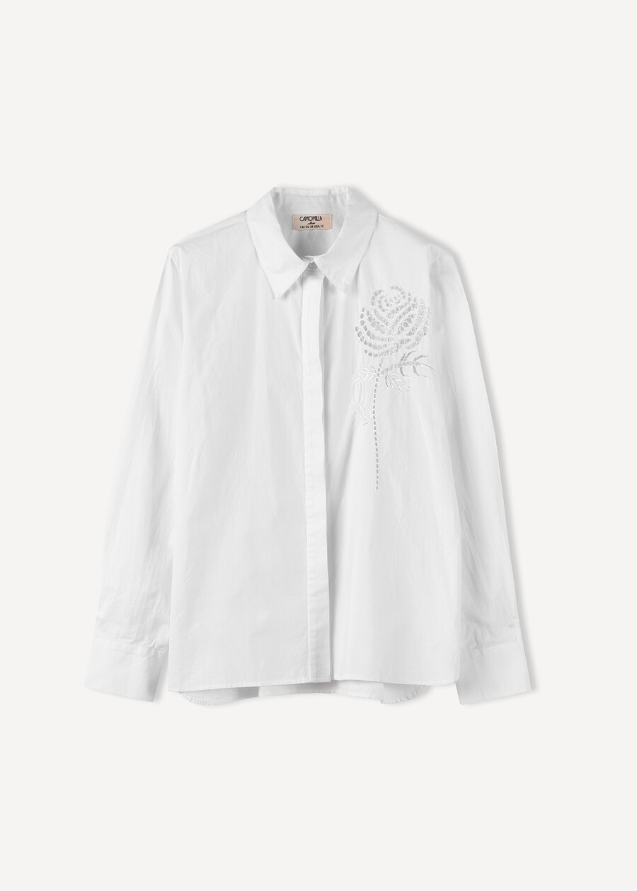 Camicia Cataya cotone intarsio BIANCO WHITEAZZURO AZZURRO Donna , immagine n. 5