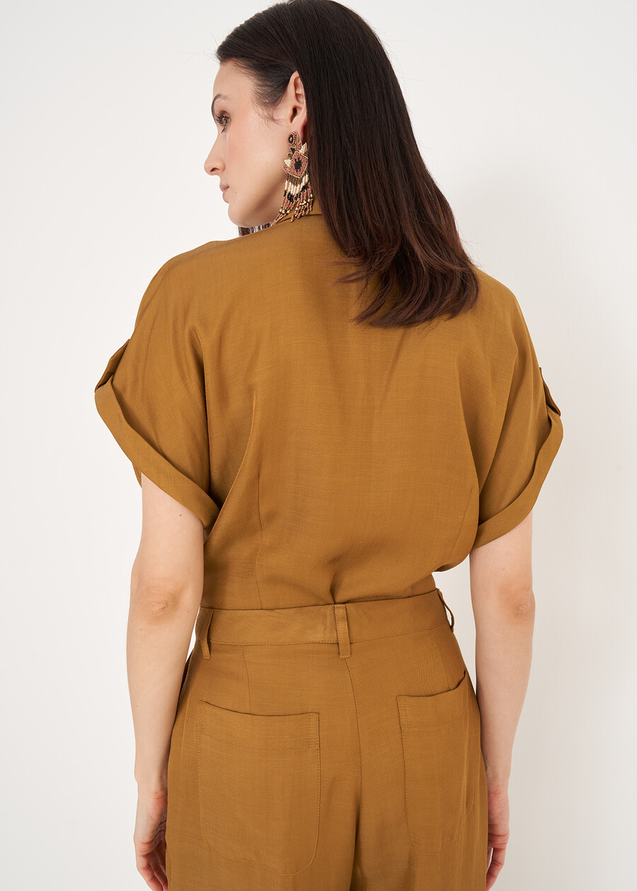 Clelia Linen And Viscose Shirt VERDE OLIO Woman , image number 2