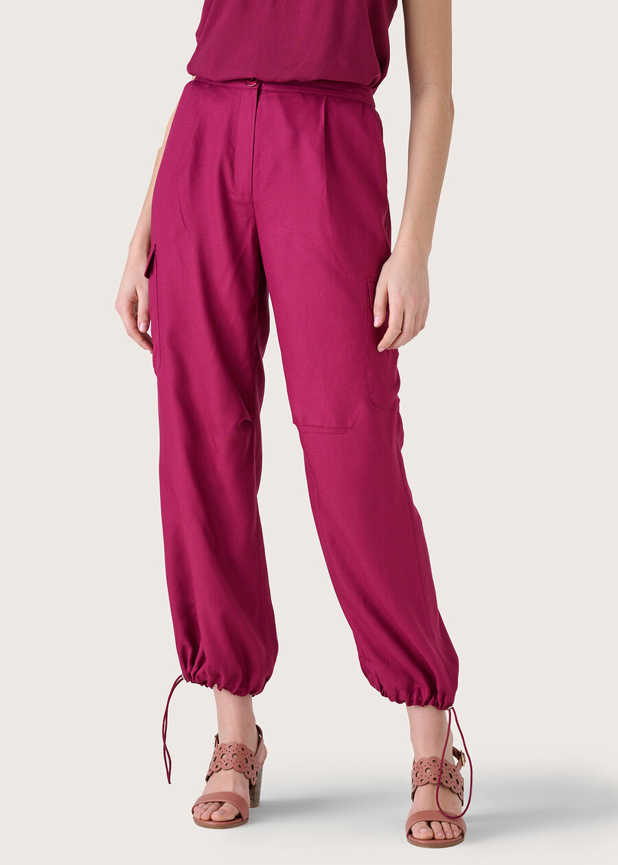 Pry 100% rayon twill trousers ROSSO CHIANTI Woman , image number 2