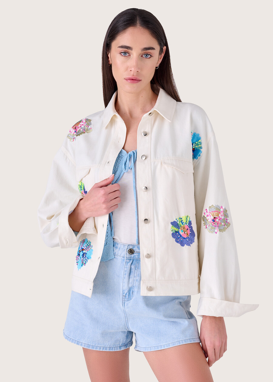 Gens 100% cotton oversized jacket BIANCO Woman , image number 1