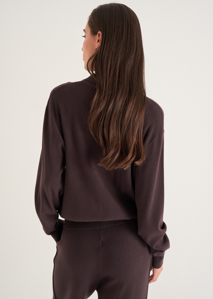Cardigan Camilla con collo baby MARRONE CAFFEGRIGIO PERLA Donna , immagine n. 3