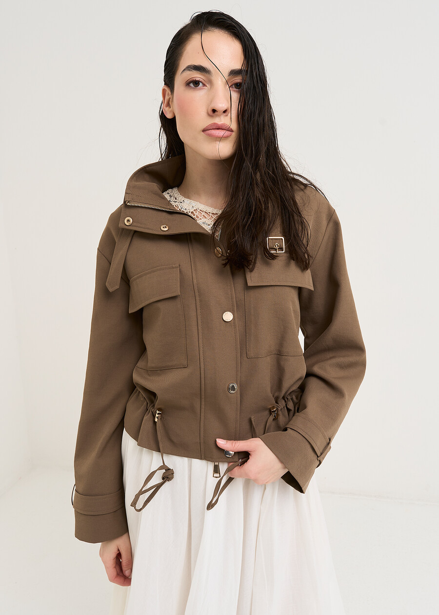 Gaia aviator style short jacket MARRONE Woman , image number 2