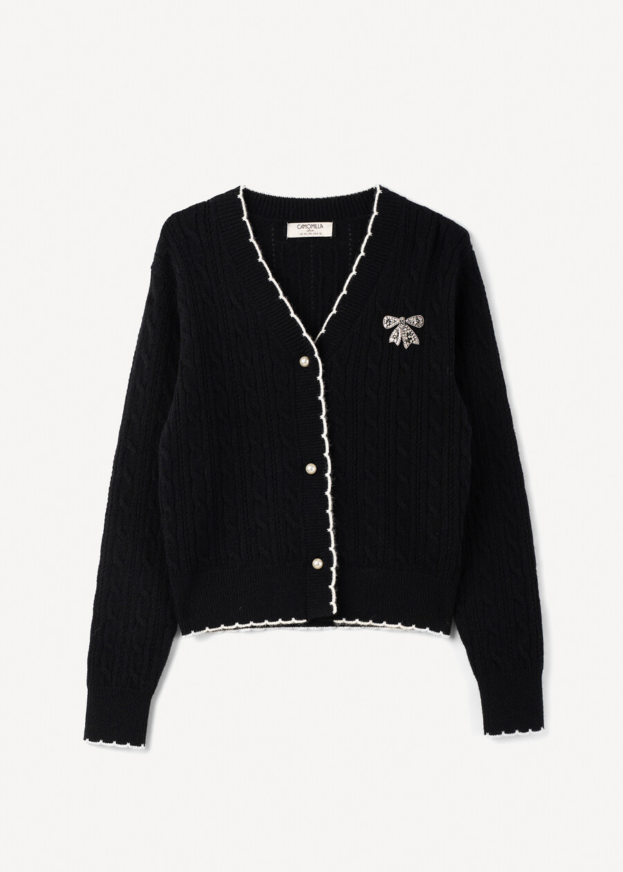 Cardigan Chantal con bottoni gioiello NERO BLACK Donna , immagine n. 4