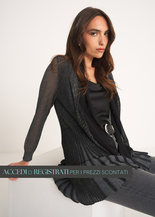 Cardigan Caren in filo con cinta NERO BLACK Donna null