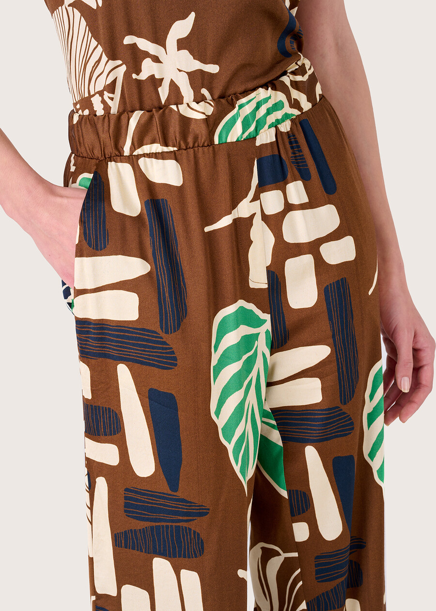 Pantalone Cara con stampa giapponese MARRONE CACAO Donna , immagine n. 3