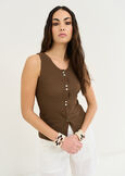 Top Togo a nido d'ape BEIGE SABBIA Donna immagine n. 1