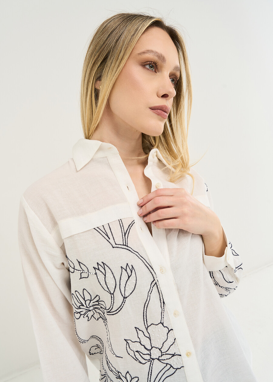 Camicia Calyda in cotone con ricami BIANCO WHITE Donna , immagine n. 2