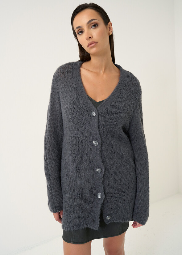 Cardigan Cassy lungo scollo a V GRIGIO Donna null