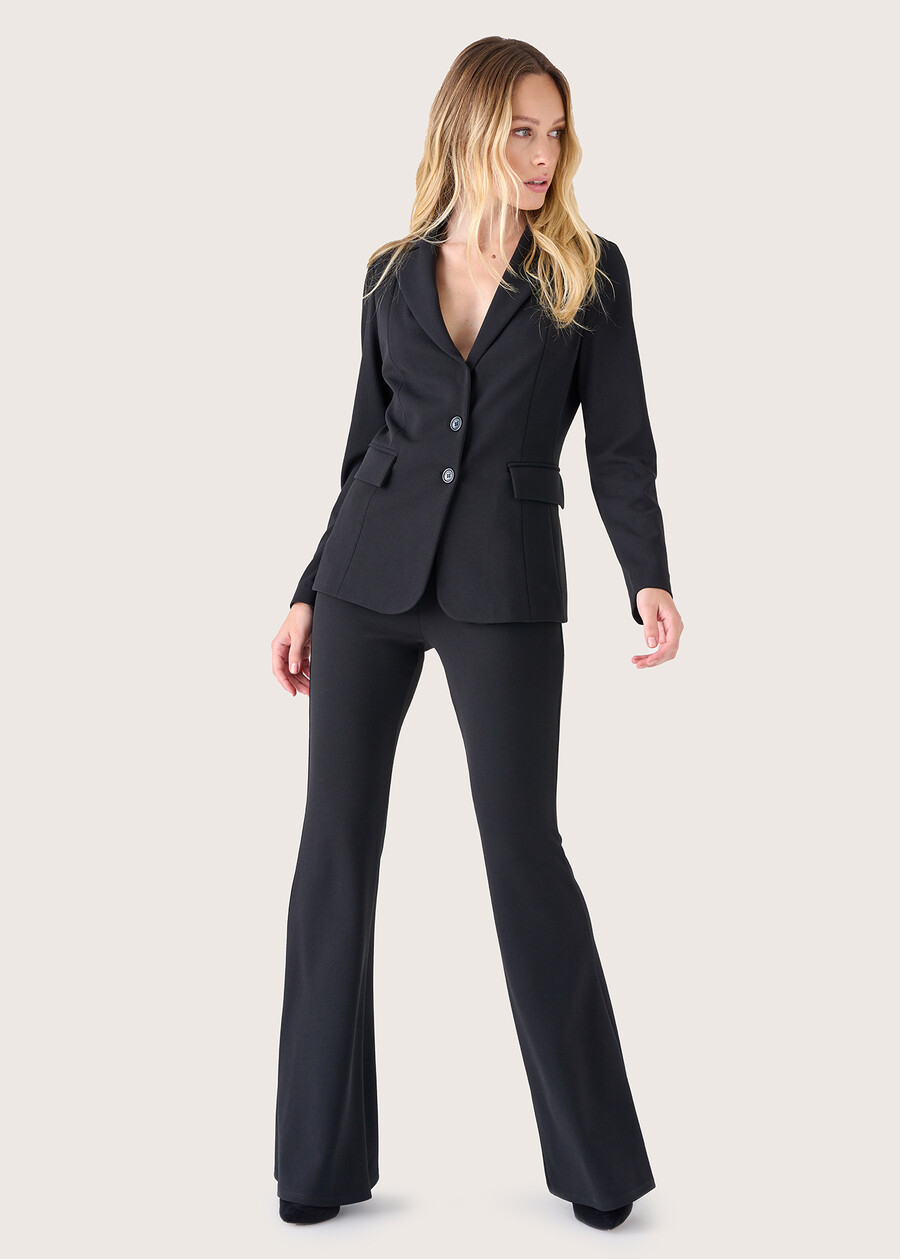 Pantalone Victoria in tessuto screp NERO BLACKROSSO SYRAH Donna , immagine n. 2