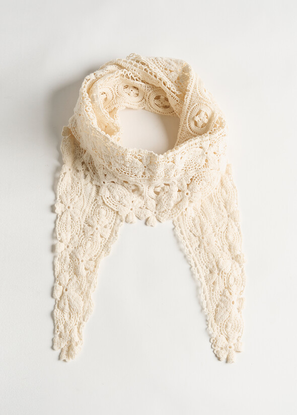 Stefania cotton crochet foulard BEIGE LIGHT BEIGE Woman null