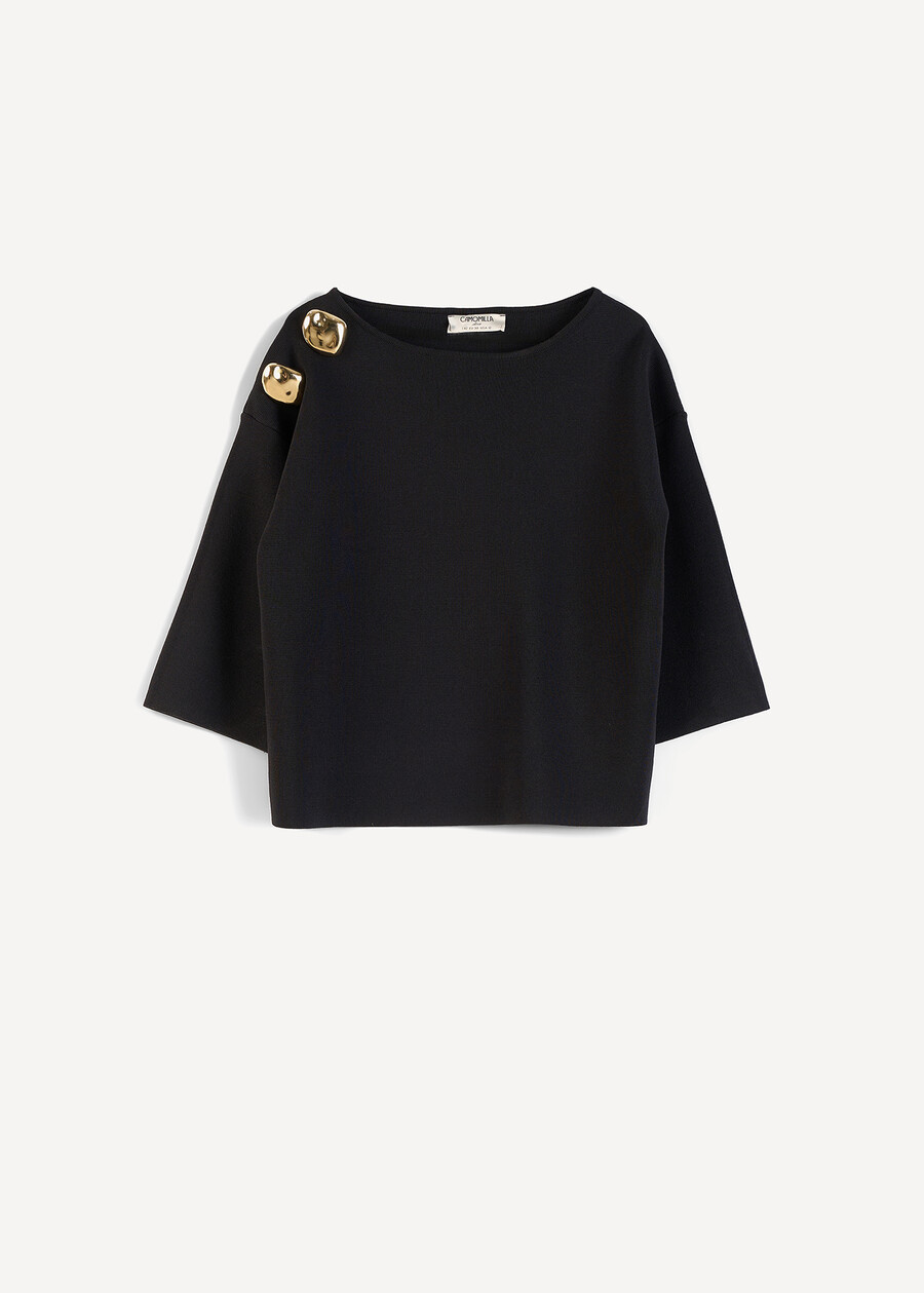 Mony knit top with gold details NERO Woman , image number 5