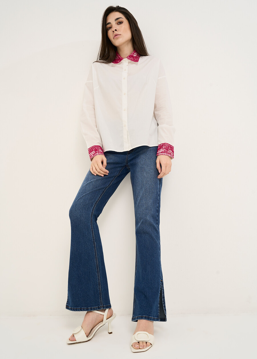 Camicia Cecilia cotone e pizzo BIANCO WHITE Donna , immagine n. 6