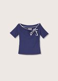 Sarada t-shirt with boat neck BLUE OLTREMARE  Woman image number 4