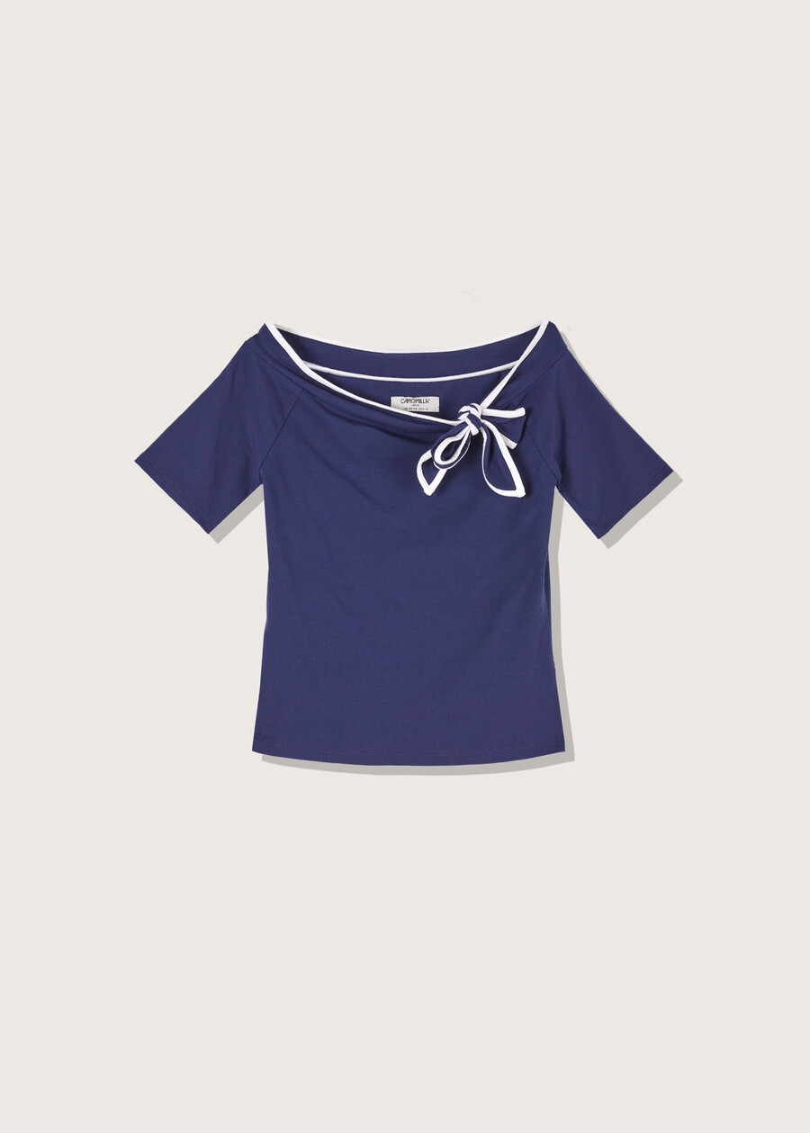 Sarada t-shirt with boat neck BLUE OLTREMARE  Woman , image number 4