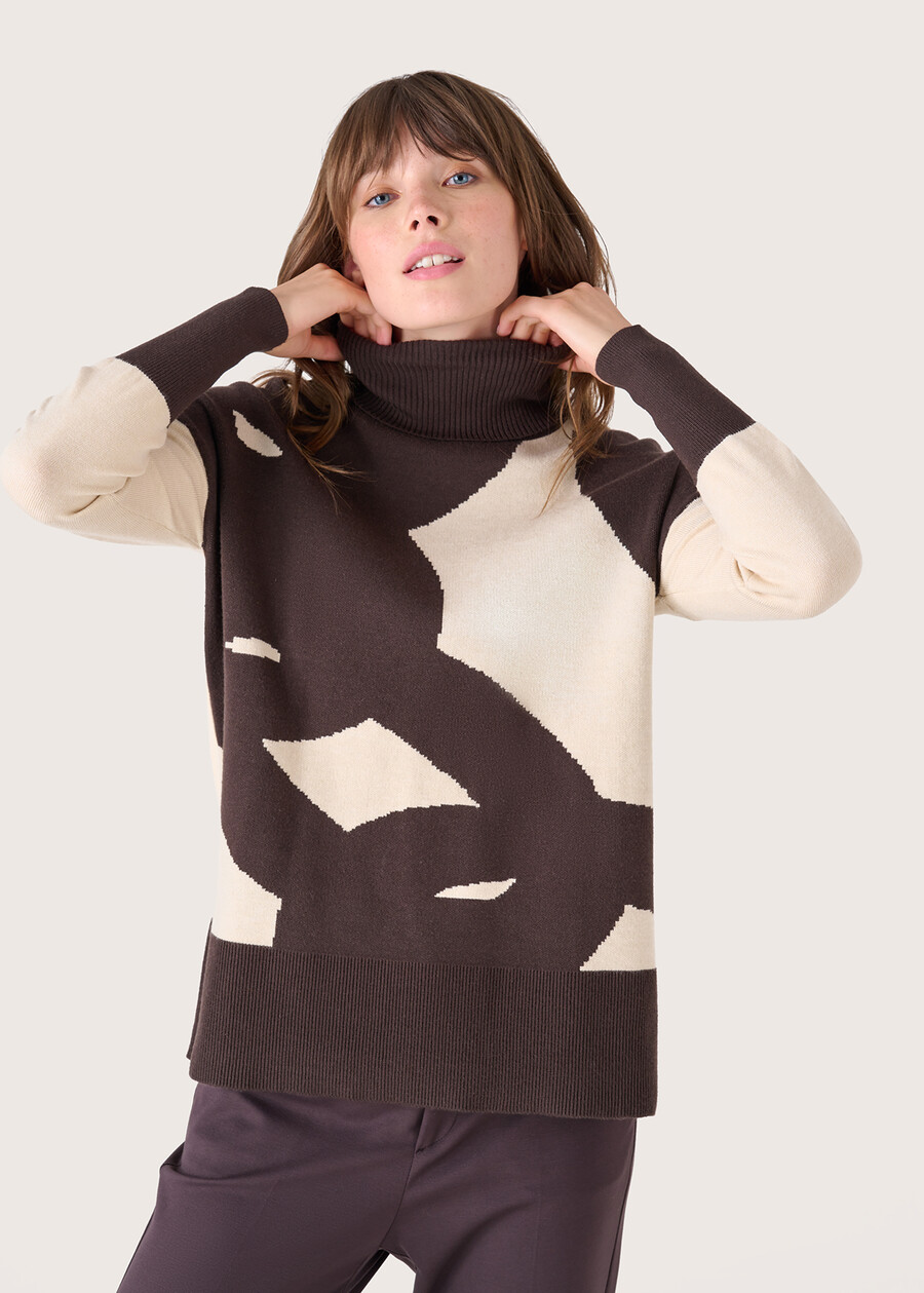 Marta abstract pattern jersey BEIGE LANA Woman , image number 2