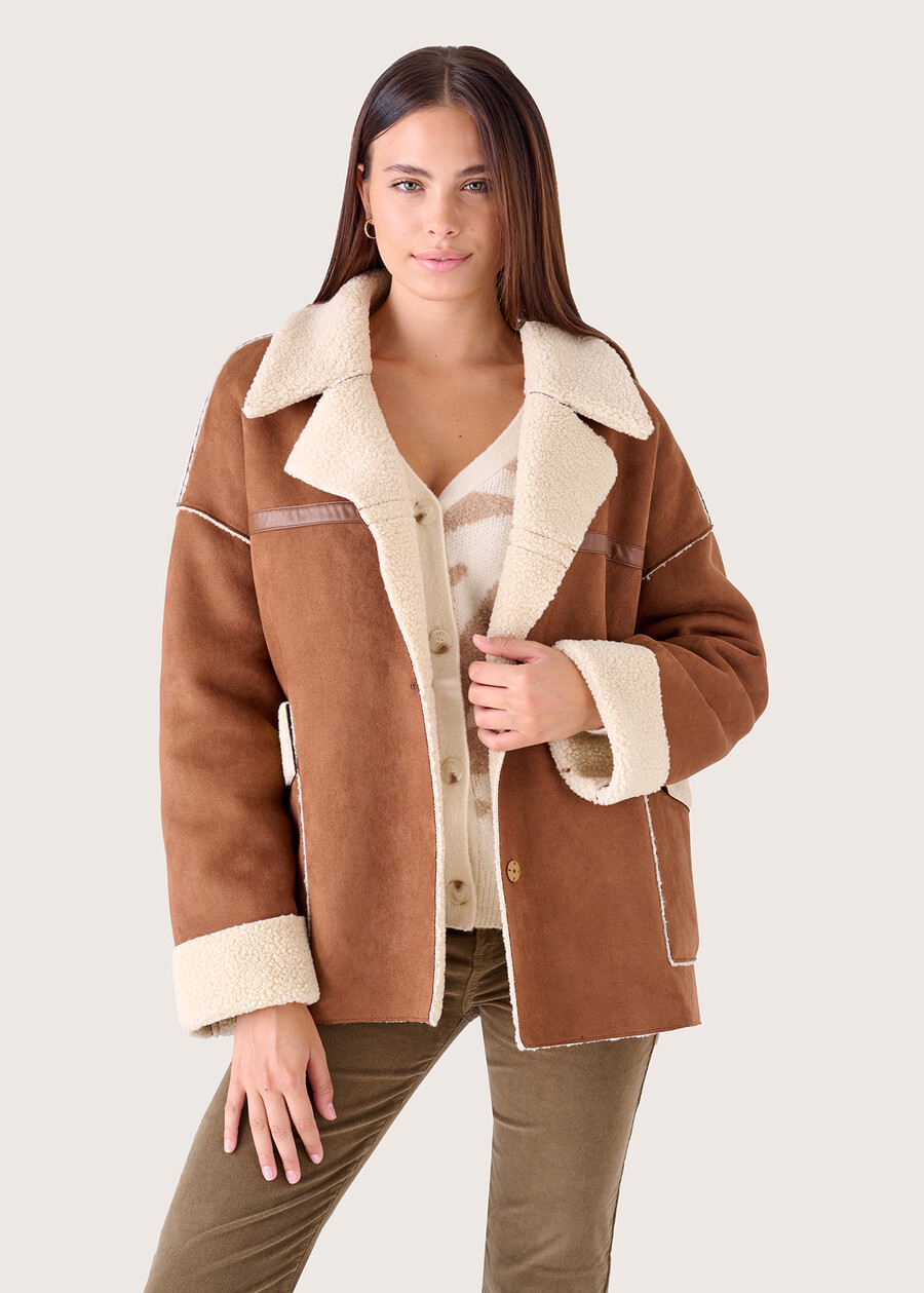 Cappotto Chloe in eco-suede MARRONE TIERRA Donna , immagine n. 2