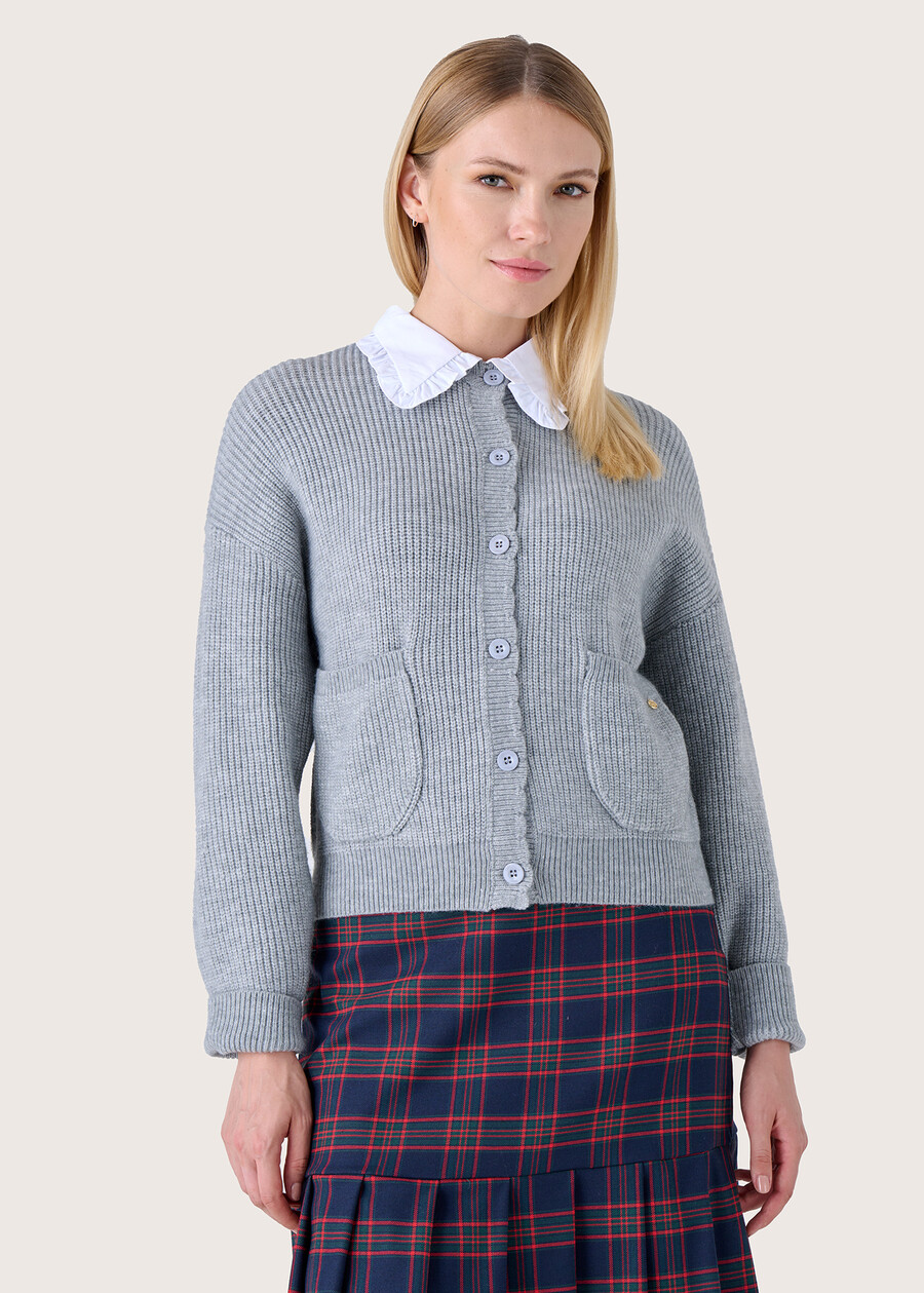 City shirt collar cardigan GRIGIO LIGHT GREY Woman , image number 1