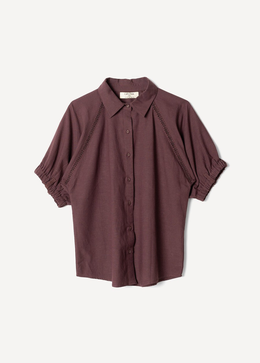 Camicia Catty in viscosa e lino
 VIOLA MELANZANABIANCO BURRO Donna , immagine n. 5