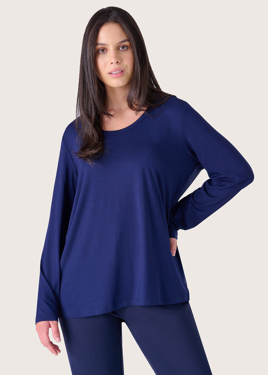 Suprise satin and viscose blouse BLUE DARK BLUE Woman , image number 1