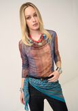 Sandy paisley print mesh T-shirt MARRONE MOKA Woman image number 1