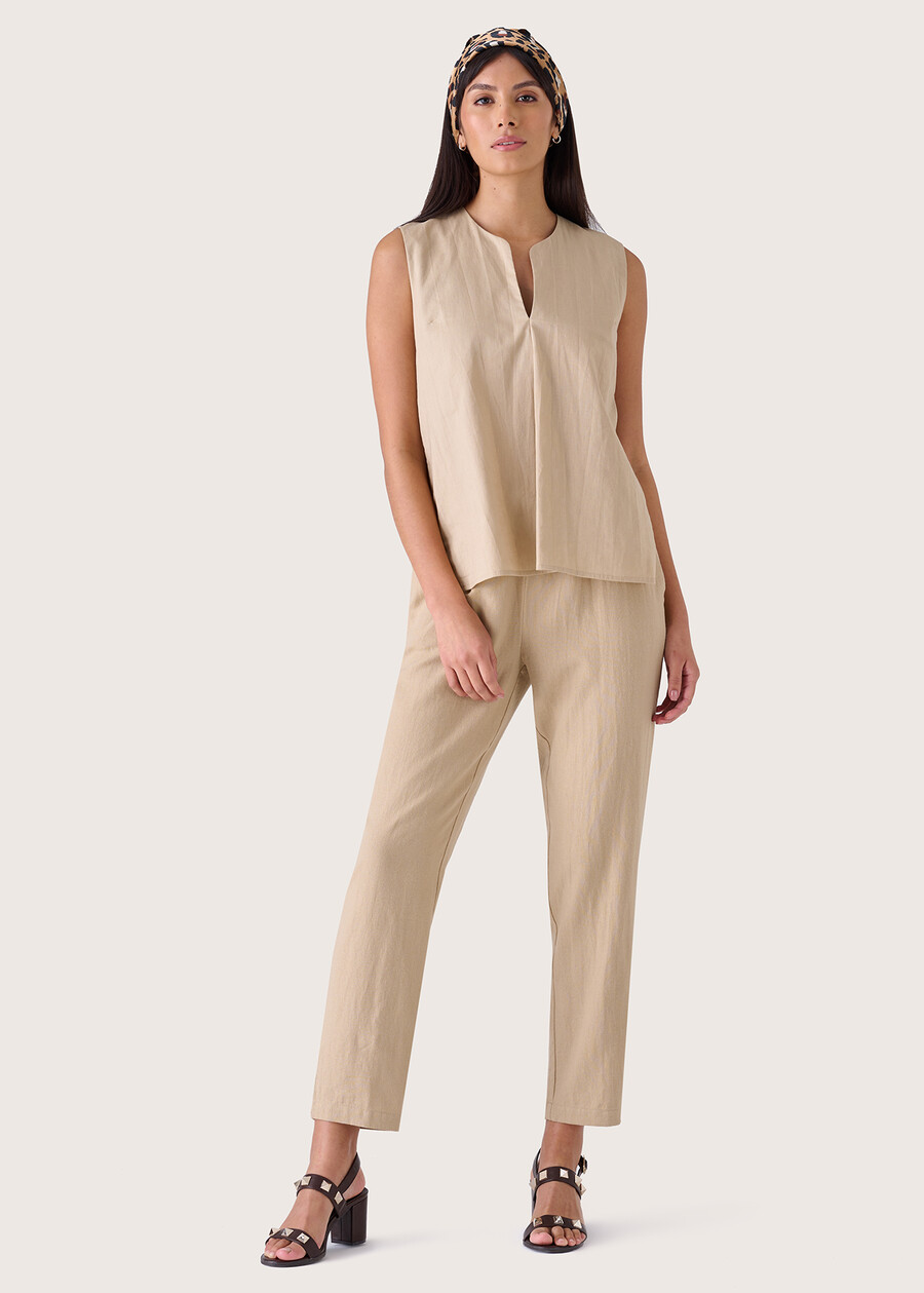 Pantaloni Piper in lino e cotone BEIGE SAFARIBLUE OLTREMARE  Donna , immagine n. 1
