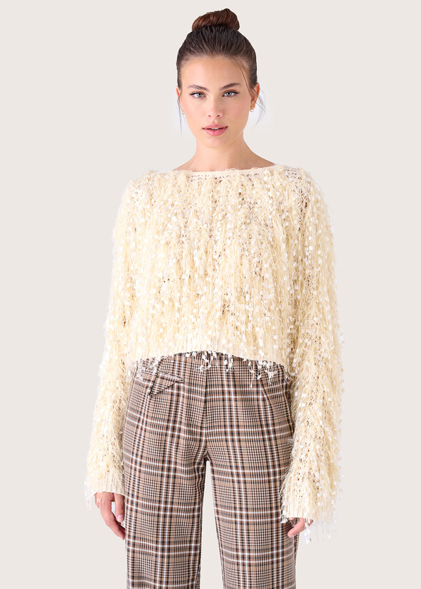 Samoa fringed jersey BEIGE LATTE Woman null