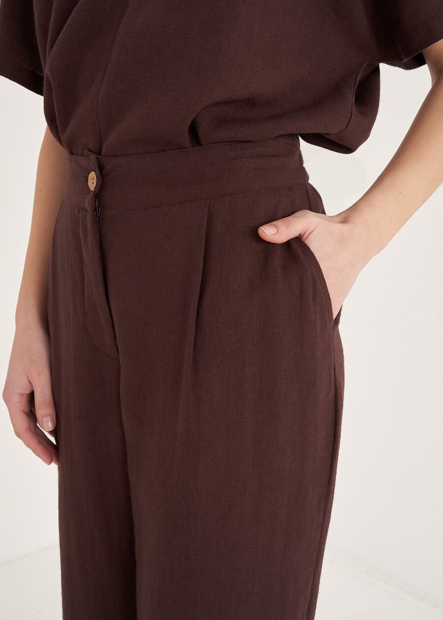 Pantaloni Pencil Vita Alta MARRONE JAVA Donna , immagine n. 4