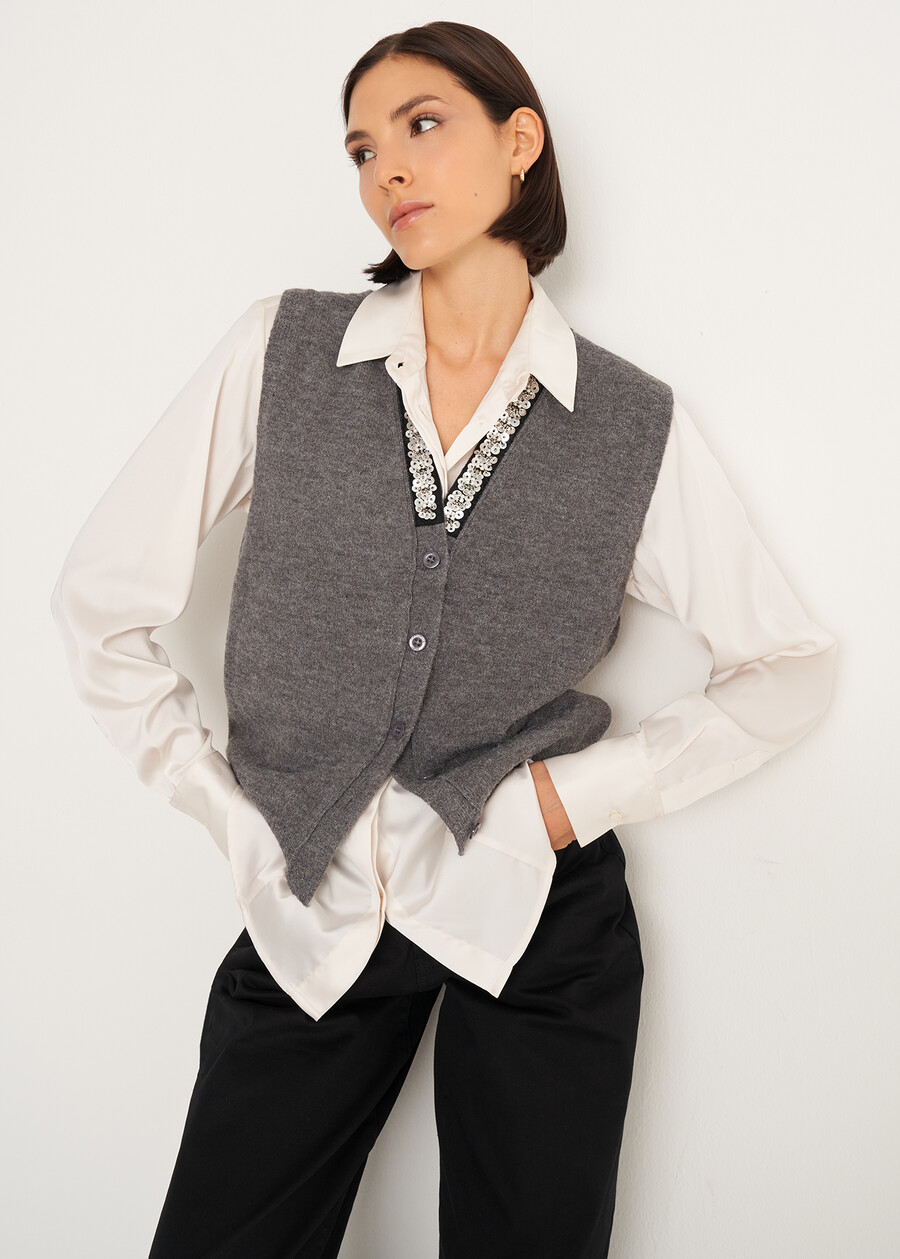 Gilet Gioel con paillettes GRIGIO MEDIUM GREYVIOLA VINACCIA Donna , immagine n. 1