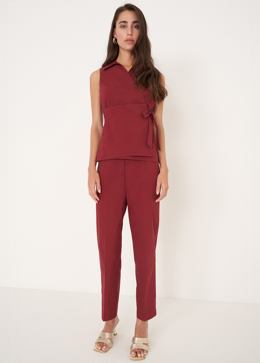 Camicia Tassiopea in cotone ROSSO BORDEAUX Donna , immagine n. 4