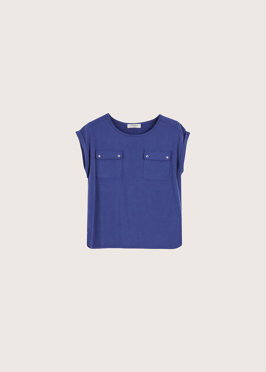 Sonte modal blend t-shirt VERDE ASPARAGOBLU MEDIUM BLUE Woman , image number 4